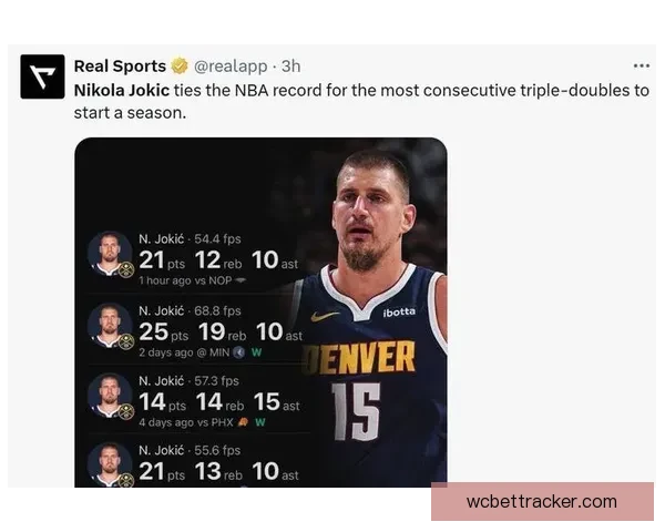 约基奇17分41秒完成三双刷新纪录位列NBA历史第五快